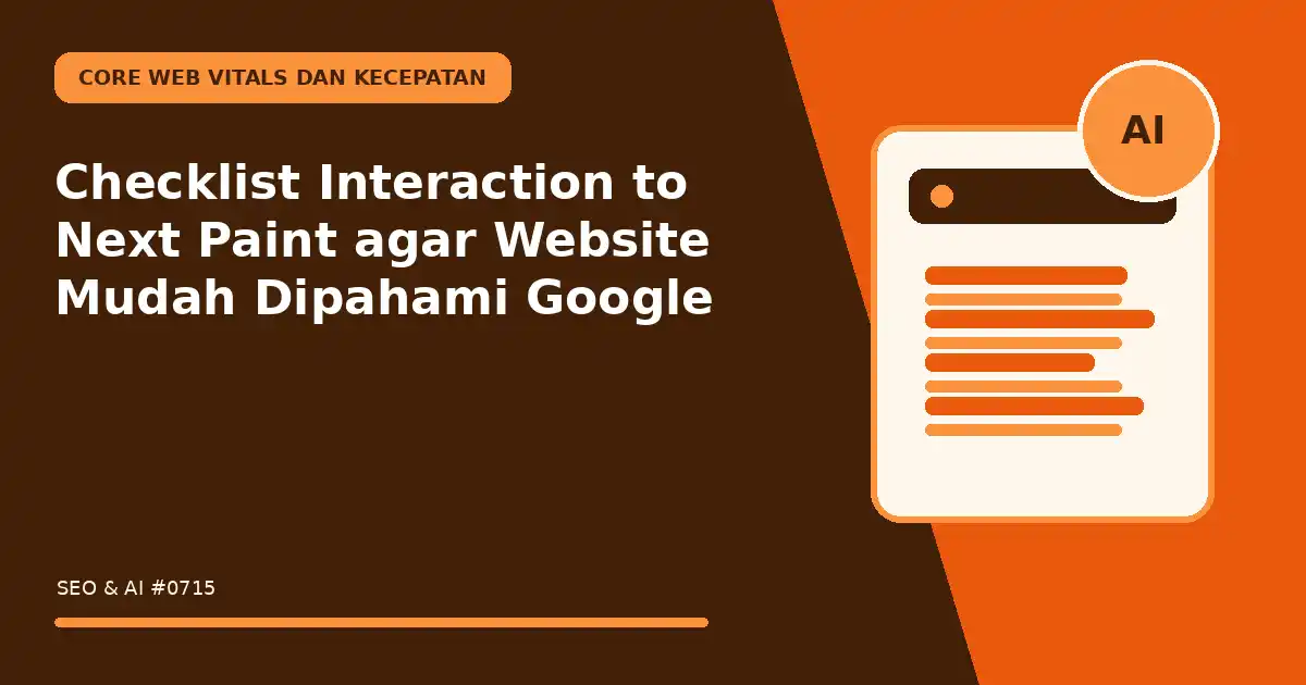 Checklist Interaction to Next Paint agar Website Mudah Dipahami Google