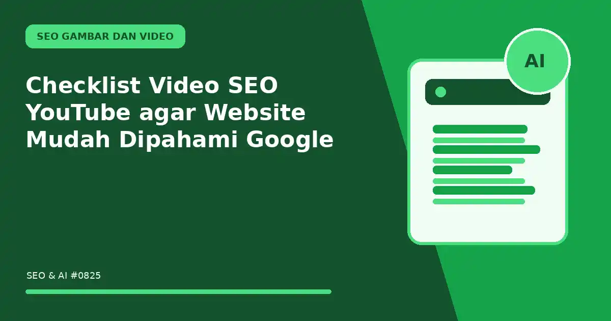 Checklist Video SEO YouTube agar Website Mudah Dipahami Google